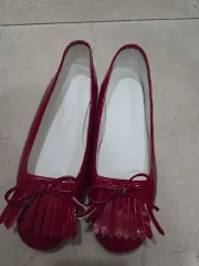 ふかふか 赤い カラー フラットシューズ 245mm