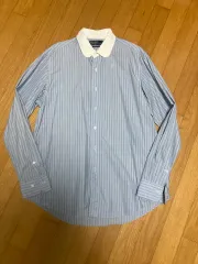 ポロラルフローレン ストライプ ラウンドカラー クレリックシャツ