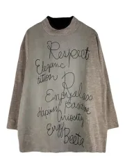 M L ROUGH RARE モクネック 長袖Tシャツ ベージュ