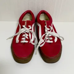 UK4 VANS ヴァンズ オールドスクール 黒ソール レッド スウェード スニーカー 230 235