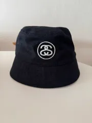 STUSSY ステューシー 正規品 ダブルSロゴ バケットハット (ブラック L/XL)