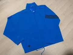 アディダス オリジナル オーバーサイズ 3本線 ブルー トラックジャージ / L