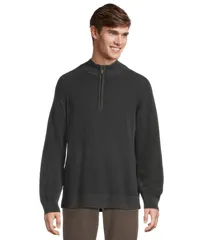 エルエルビーン メンズ アウター ニット・セーター コットン LLBean Textured Washed Cotton Sweaters 14 zip Faded Black ブラック