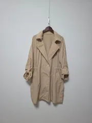 ベージュ ロールアップ ロング ウィンドブレーカー アウター