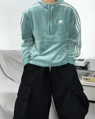 アディダス コージー ツアーベルベット ハーフジップ UP M