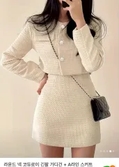 ツイードジャケット + Aラインスカート セットアップ 冬 秋 セット エイブリー ジグザグ