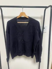 ネイビー色 Vネック ニット カーディガン 553
