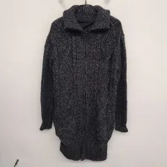 レディース 66サイズ エルレンヌ アルパカ ウール混 ロング ニット ジップアップ カーディガン