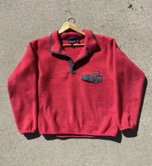 90s patagonia（パタゴニア） Synchilla（シンチラ） スナップ-T レッド/PURPLE パープル USA