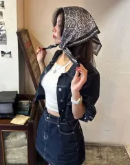 デニム半袖ジャケットスカートセット