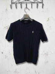 ポロラルフローレン ケーブル 半袖 ニット ネイビー 44