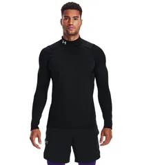 アンダーアーマー メンズ トップス シャツ Under Armour ColdGear Armour Fitted Mock BlackWhite ホワイト