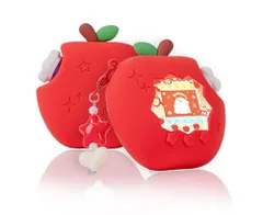 たまごっちパラダイス 対応 ケース 3Dアップル 4点セット たまごっち保護カバー シリコンケース 着せ替えフェイスプレート ダイヤルキャップ チャーム付き かわいい 衝撃吸収 傷防止 女の子 大人 子供用 (レッド)koe bd24b443