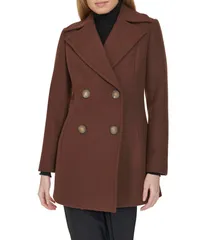 コールハーン レディース アウター コート ウール Cole Haan Fine Wool Twill DB Peacot Chestnutのサムネイル