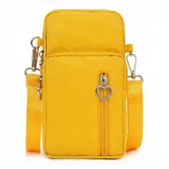 [Honesty Mouth] スマホポーチ ケース 斜めがけ ミニ ショルダー バッグ アームポーチ 防水 レディース かわいい ハート形 プラー(引き手) (09:イエロー) [09:イエロー]