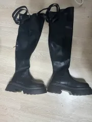 新品 ブラック ロング 起毛 ブーツ 厚底 レディース 240