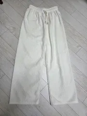 起毛アイボリー コーデュロイ ワイド パンツ