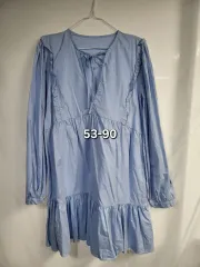 スカイブルー コットン 長袖 ONE PIECE 53-90