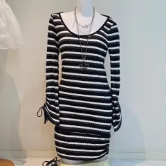 セシルマクビー)日本 ヴィンテージ ロギャル 姉ギャルst タイト ストライプ シャーリング ONE PIECE