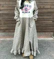 新品 フィットアペット オーバーサイズ フーディー 小花柄 スウェット ロング丈ワンピース