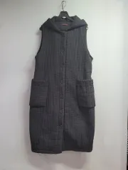 77)キルティング Long ロング ベスト ブラック WHO