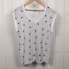 ザラ　ZARA　カットソー　目玉焼き柄　ボーダー 　Vネック　 フレンチスリーブ　S(日本Mサイズ相当)