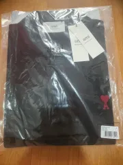 アミ スモール ハート ブラック 半袖 ポロTシャツ M