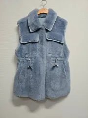 Lapiaf レディース シープスキン ベスト ブルー
