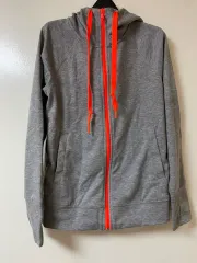 アディダス グレー オレンジ POINT ジップアップ レディース フードTシャツ