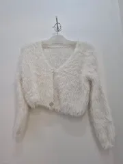 白ファー クロップドカーディガン