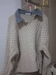 ケーブル編み レイヤードTシャツ