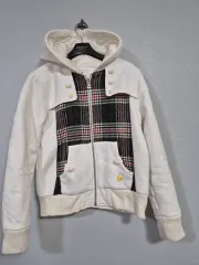 le coq sportif チェック バイカラー クロップド キルティング フーデッド ジャケット アウター 55 66