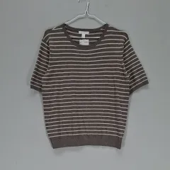 在庫商品 H&M レディース 100 半袖ニットTシャツ 春夏 ボーダー柄 03453