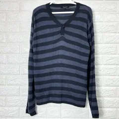 ユナイテッドアローズ ストライプ Vネック ニット L ユニセックス