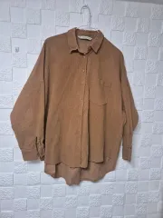 ZARA ベーシック コーデュロイ シャツ ブラウン M