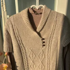 ヴィンテージ ショールカラー ベージュ ケーブル ニット ONE PIECE - 断捨離