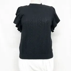 RESEXXY バックデザインレースニットトップス 透かし編み ニットカットソー フリル袖 フレンチスリーブ