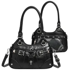 銀色 推し活 黒 鞄 トート 肩掛け 可愛い 推し活バッグ Y2K ゴスロリ 推し 地雷系 2WAY バッグ レディース トートバッグ ハンドバッグ ショルダーバッグ 人気 ミニ 痛バック 小さめ 痛バ ショルダー 痛バッグ 痛バに見えない