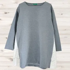 B1886 アースミュージックアンドエコロジー earth music&ecology チュニック 長袖(F) プルオーバー レース切替 体型カバー ゆったり