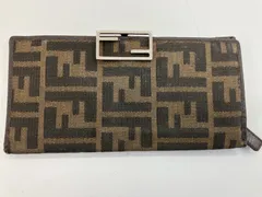 フェンディ ズッカ 長財布 ブラウン レザー