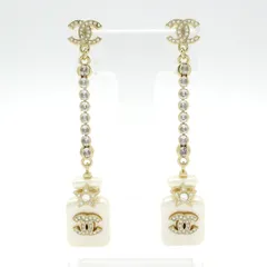 CHANEL(シャネル) ピアス美品  ココマーク ゴールド×アイボリー×クリア パフュームボトル/香水/スター(星)/ラインストーン