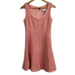 Oscar de la Renta(オスカーデラレンタ) ワンピース サイズ0 XS レディース美品  - ピンク ツイードドレスワンピース