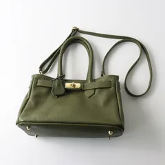 美品 2024AW イエナ IENA オウレンティ AULENTTI ベルト付きレザー MIDI BAG バッグ＼カーキ ハンドバッグ 牛革【2400014878233】