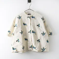 2022SS マーブルシュッド marble SUD EMB Duck 刺繍ブラウス‖ライトベージュ カモ シャツ 前開き ワイド【2400014879964】のサムネイル