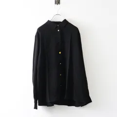 未使用 大きいサイズ ポールスミス Paul Smith フラワーボタンブラウス 46L∥ブラック シャツ 長袖 スタンドカラー【2400014880373】