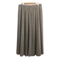 インディヴィ INDIVI スカート プリーツ ロング 無地 ウエストゴム 15 グレー ベージュ