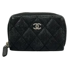 CHANEL(シャネル) コインケース マトラッセ 黒 ラウンドファスナー/シルバー金具