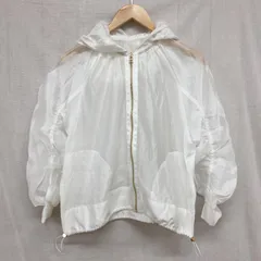 訳あり美品 NOLLEY'S 25SS ミコクリエ オーガンジーグログランフードブルゾン シアーブルゾン シアートップス 袖ゴム 裾ドローコード 春夏羽織 オフホワイト FREE相当のサムネイル