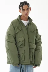 ATTENTIONROW(アテンションロー) サウス マルチ ポケット m65 ウェルロン ダウン ジャケット (カーキ) 2 サイズ