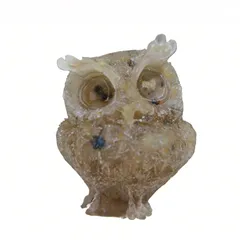 【新品】 YUYAKESHIふくろう 置物 マスコット オブジェ かわいい ミニ 梟 玄関 庭 さざれ石入れ 天然石 フクロウ インテリア 樹脂 装飾 小物 マット付き（サンストーン・ラピスラズリ） 0